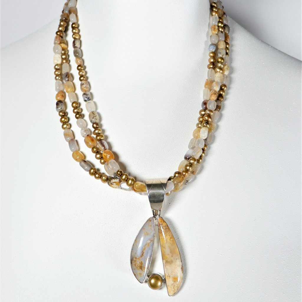 Jay King PearlAgate Necklace Pendent 925 Nwot 245$